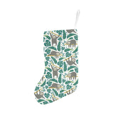 Cute sloths tropical palm leaves white background Christmas Stocking