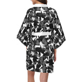Crow illustration pattern Women's Short Kimono Robe