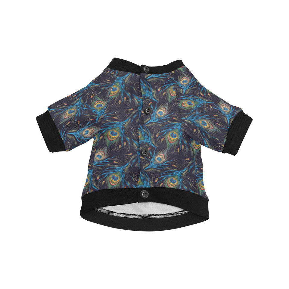 Beautiful peacock feather pattern All Over Print Pet Dog Round Neck Fuzzy Shirt