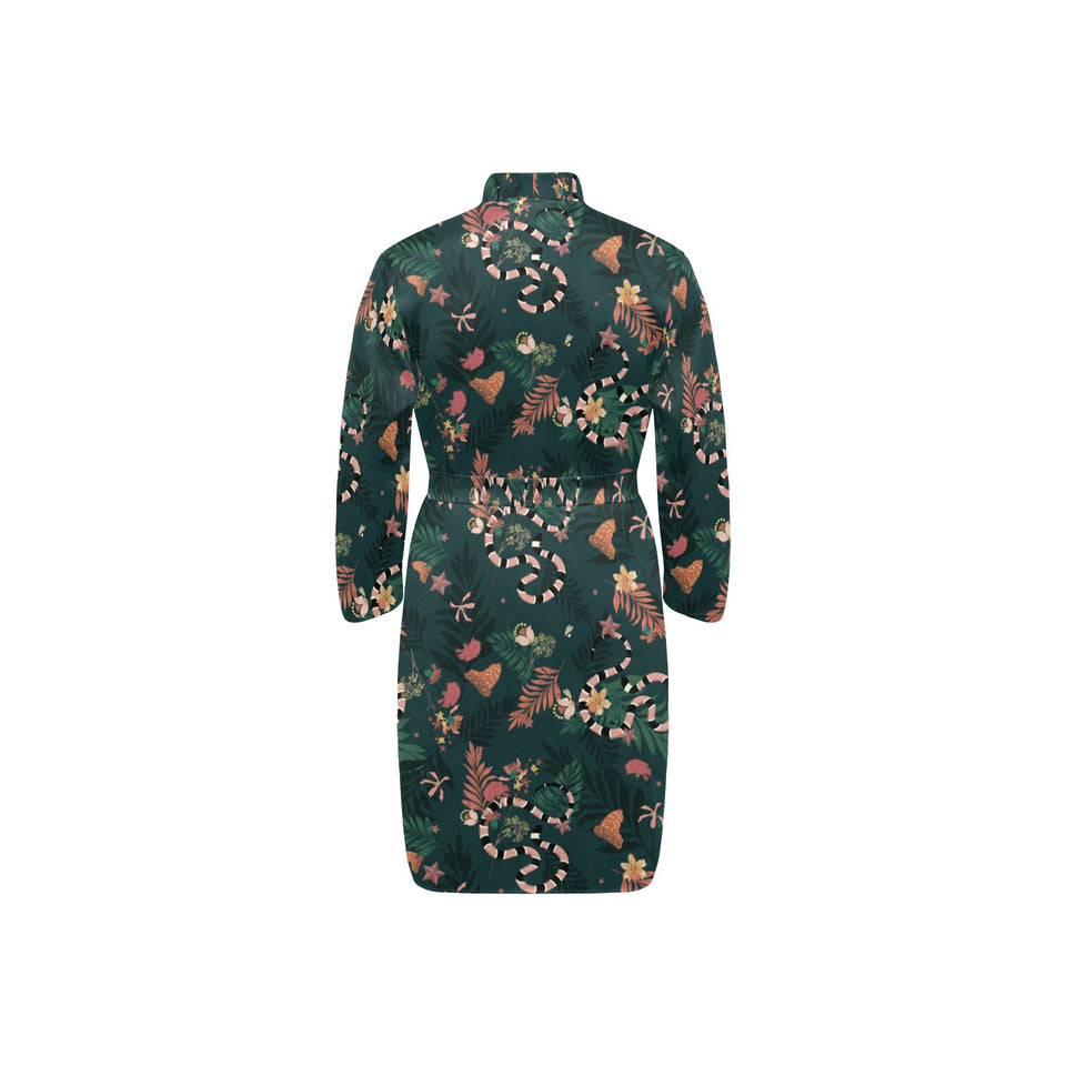 Snake forest pattern Men's Long Sleeve Belted Night Robe