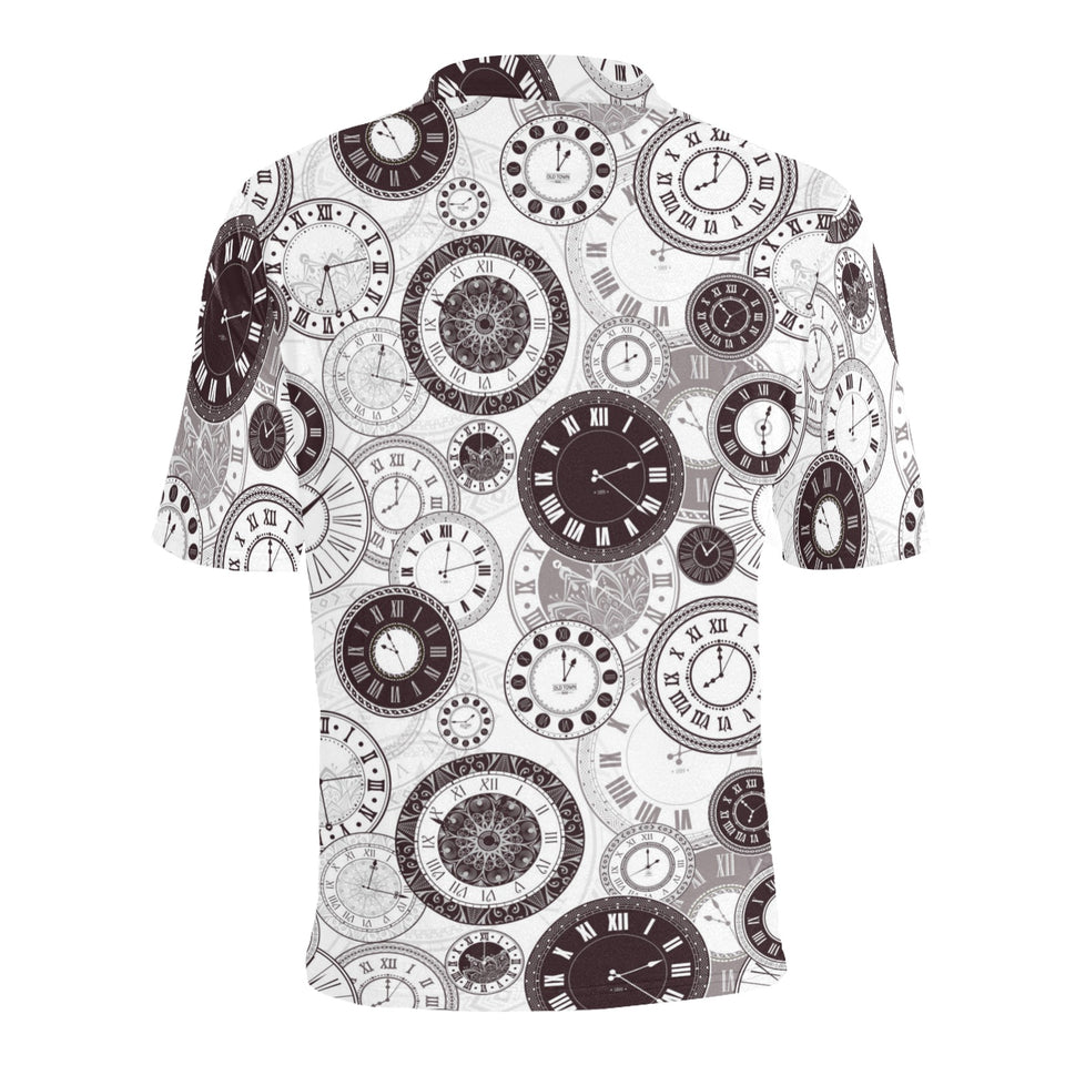 Classic vintage clock pattern Men's All Over Print Polo Shirt