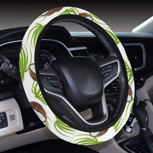 Coconut Pattern Print Design 04 Car Steering Wheel Cover