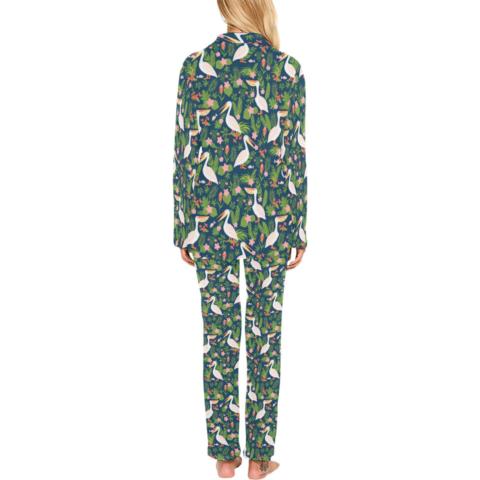 Pelican Pattern Print Design 05 Women's Long Pajama Set