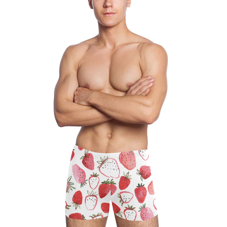 watercolor hand drawn beautiful strawberry pattern Men's Swimming Trunks