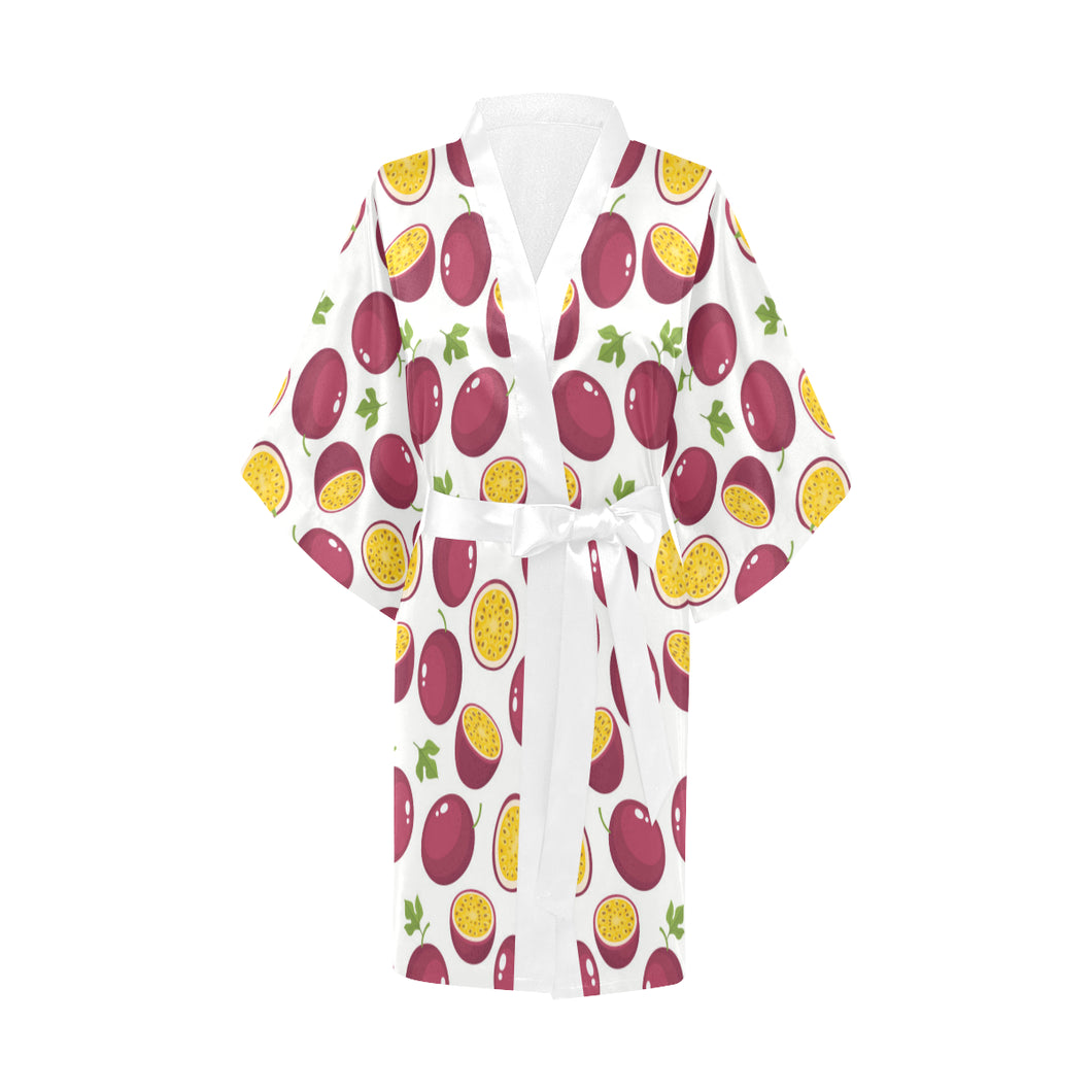 Passion fruit design pattern Women's Short Kimono Robe