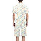 Coral Reef Pattern Print Design 02 Men's V-Neck Short Pajama Set