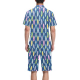 Surfboard Pattern Print Design 03 Men's V-Neck Short Pajama Set