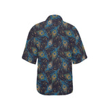Beautiful peacock feather pattern Women's All Over Print Hawaiian Shirt