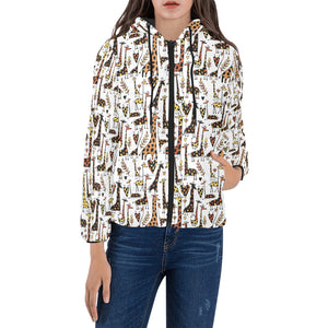 Giraffe Pattern Print Design 05 Women's Padded Hooded Jacket
