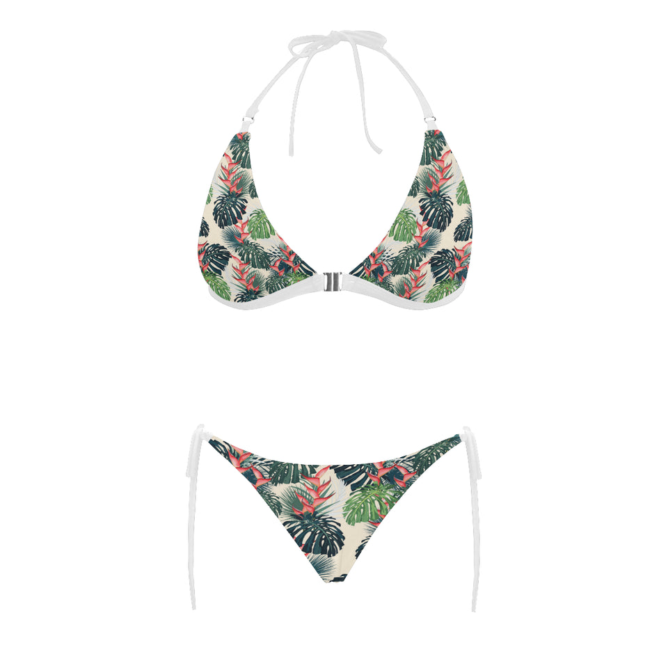 heliconia flowers, palm and monstera leaves Sexy Bikinis Two-Piece Swimsuits