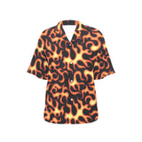 Fire flame dark pattern Women's All Over Print Hawaiian Shirt
