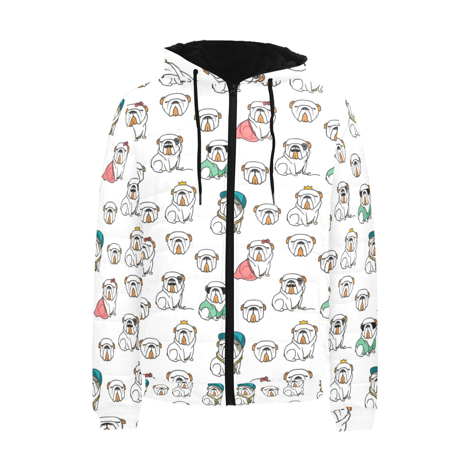 English Bulldog Pattern Print Design 03 Men's Padded Hooded Jacket