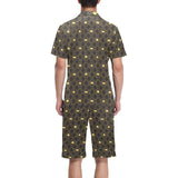 Casino Cards Suits Pattern Print Design 01 Men's V-Neck Short Pajama Set