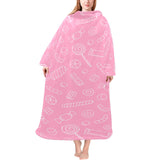 Sweet candy pink background Blanket Robe with Sleeves