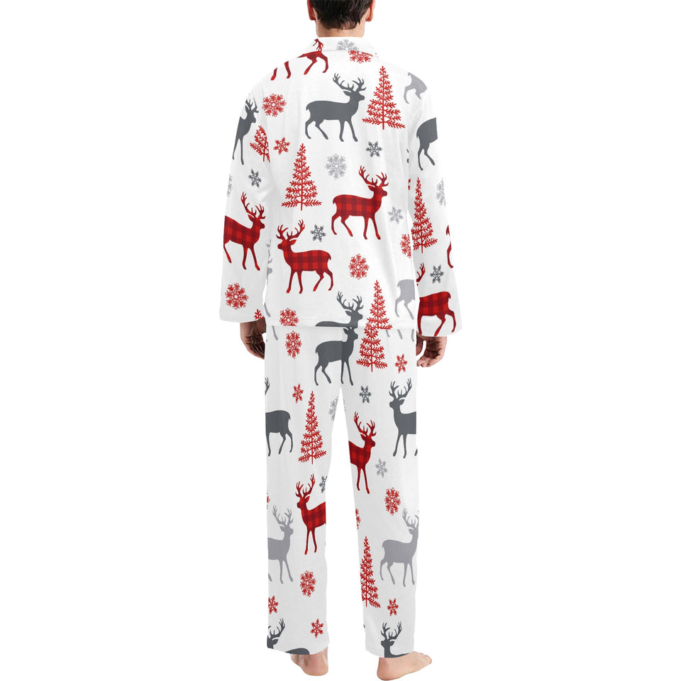 Deer tree snowflakes chrismas pattern Men's Long Pajama Set