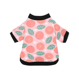 Grapefruit leaves flower pink background All Over Print Pet Dog Round Neck Fuzzy Shirt