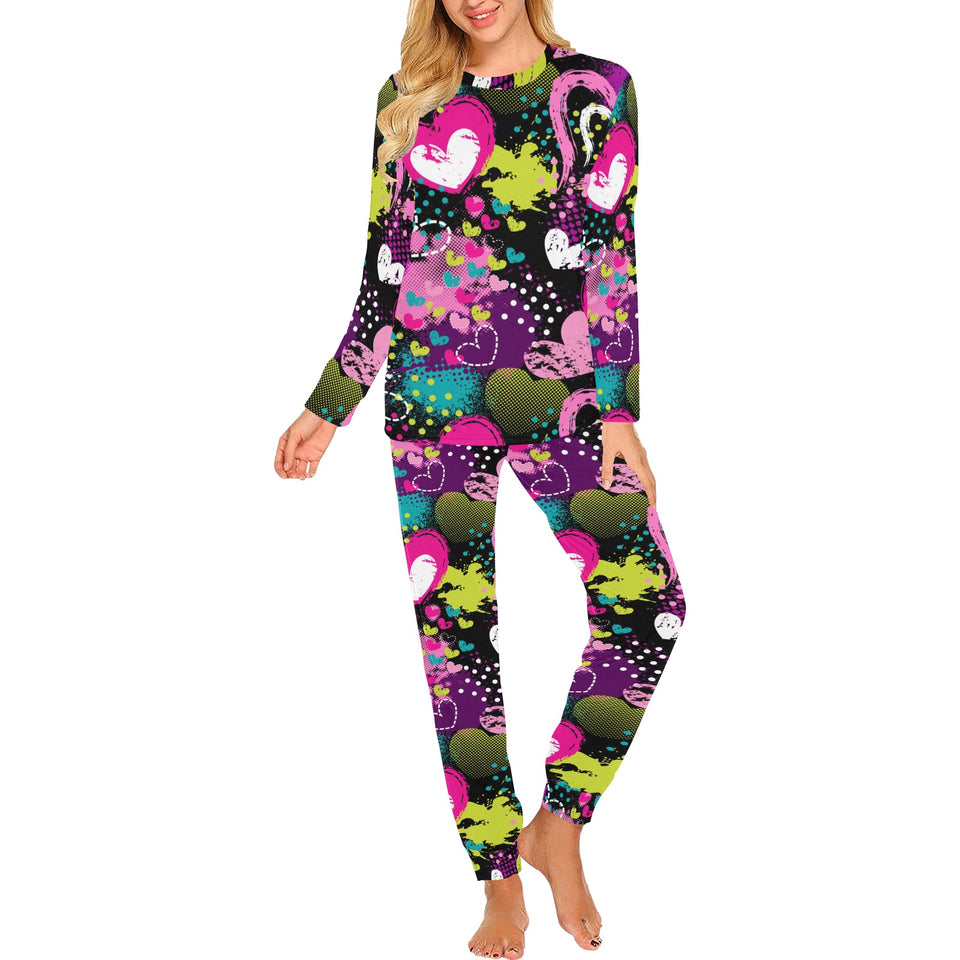 heart dot wave star creative design pattern Women's All Over Print Pajama Set