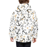 Anchors Rudders pattern Kids' Boys' Girls' Padded Hooded Jacket