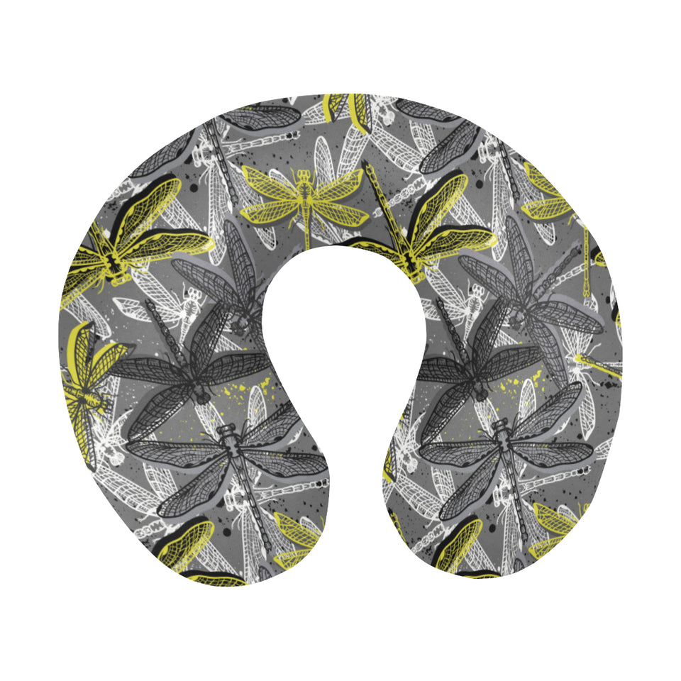 Hand drawn dragonfly pattern U-Shaped Travel Neck Pillow