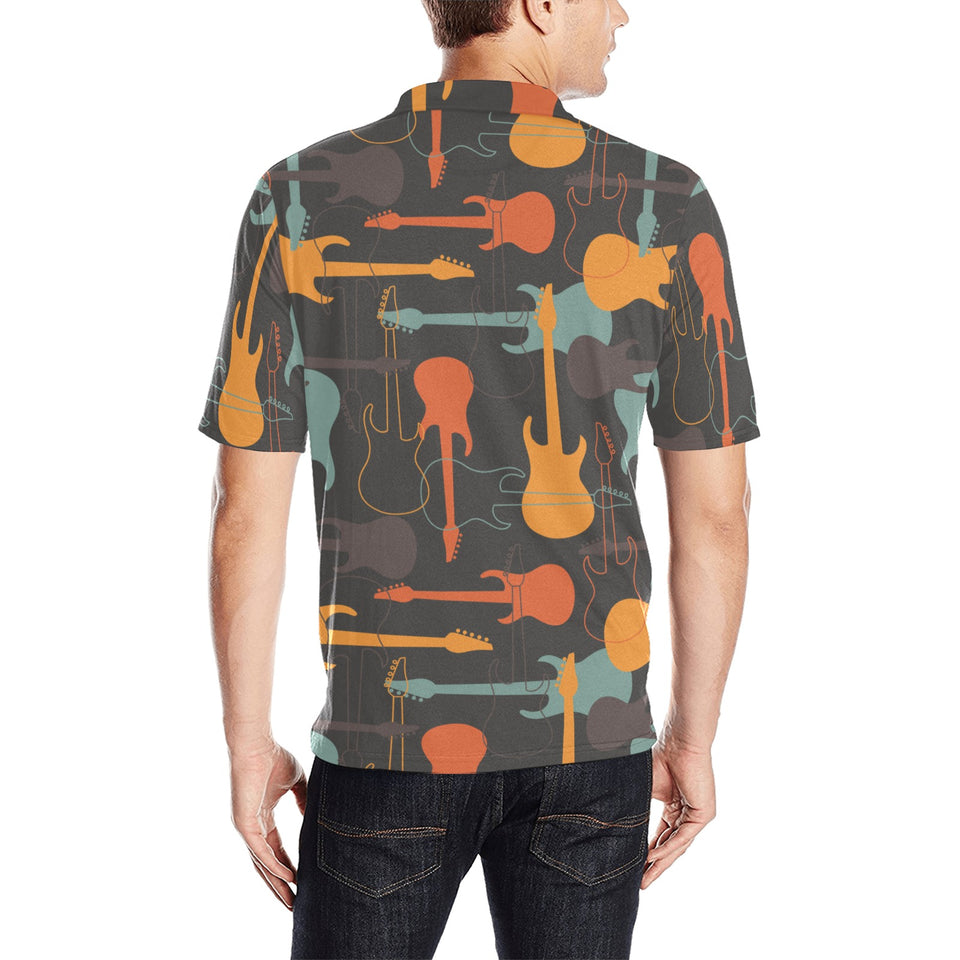 electric guitars pattern Men's All Over Print Polo Shirt