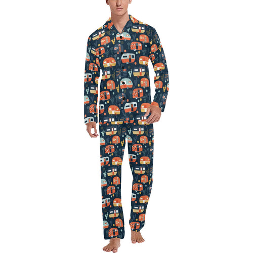 Camper Van Pattern Print Design 05 Men's Long Pajama Set