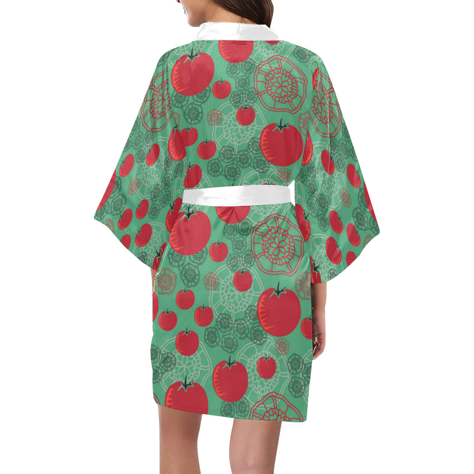Tomato design pattern Women's Short Kimono Robe