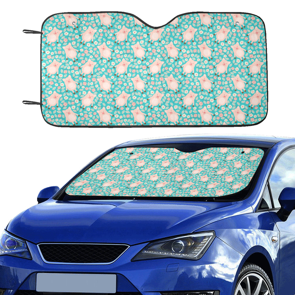 Pig Pattern Print Design 01 Car Sun Shade