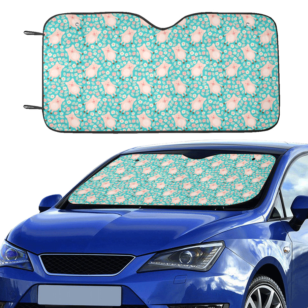 Pig Pattern Print Design 01 Car Sun Shade