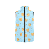 Brown cute pomeranian blue blackground Women's Padded Vest