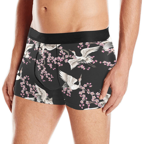 Japanese crane pink sakura pattern Men's All Over Print Boxer Briefs Men's Underwear
