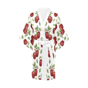 Red apples pattern Women's Short Kimono Robe