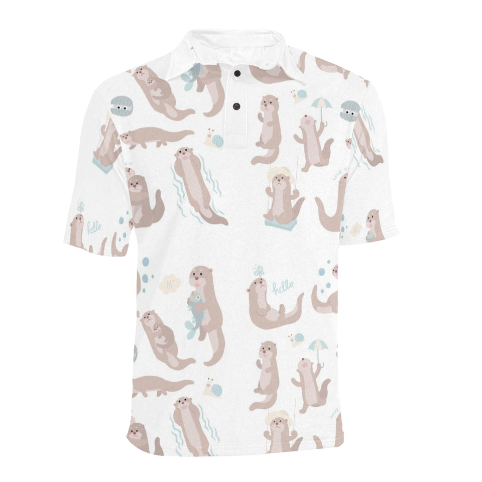 Cute sea otters pattern Men's All Over Print Polo Shirt
