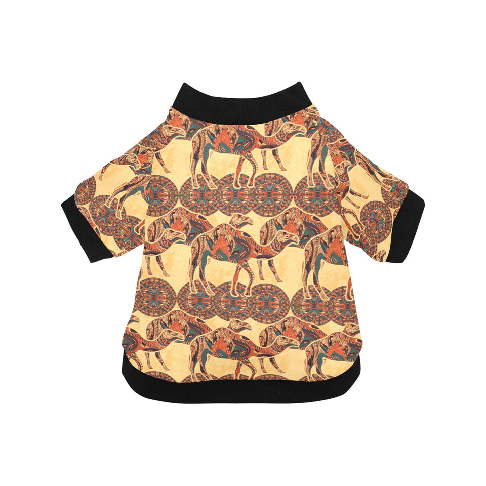 Camel polynesian tribal design pattern All Over Print Pet Dog Round Neck Fuzzy Shirt