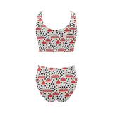 Red mushroom dot pattern Chest Bowknot High Waisted Bikini Swimsuit