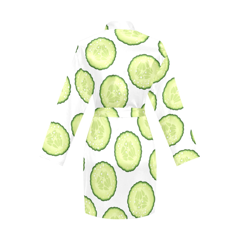 Cucumber slices pattern Women's Long Sleeve Belted Night Robe