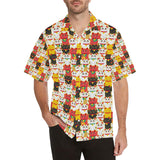 Colorful Maneki neko cat pattern Men's All Over Print Hawaiian Shirt