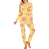 Grapefruit yellow background Women's All Over Print Pajama Set