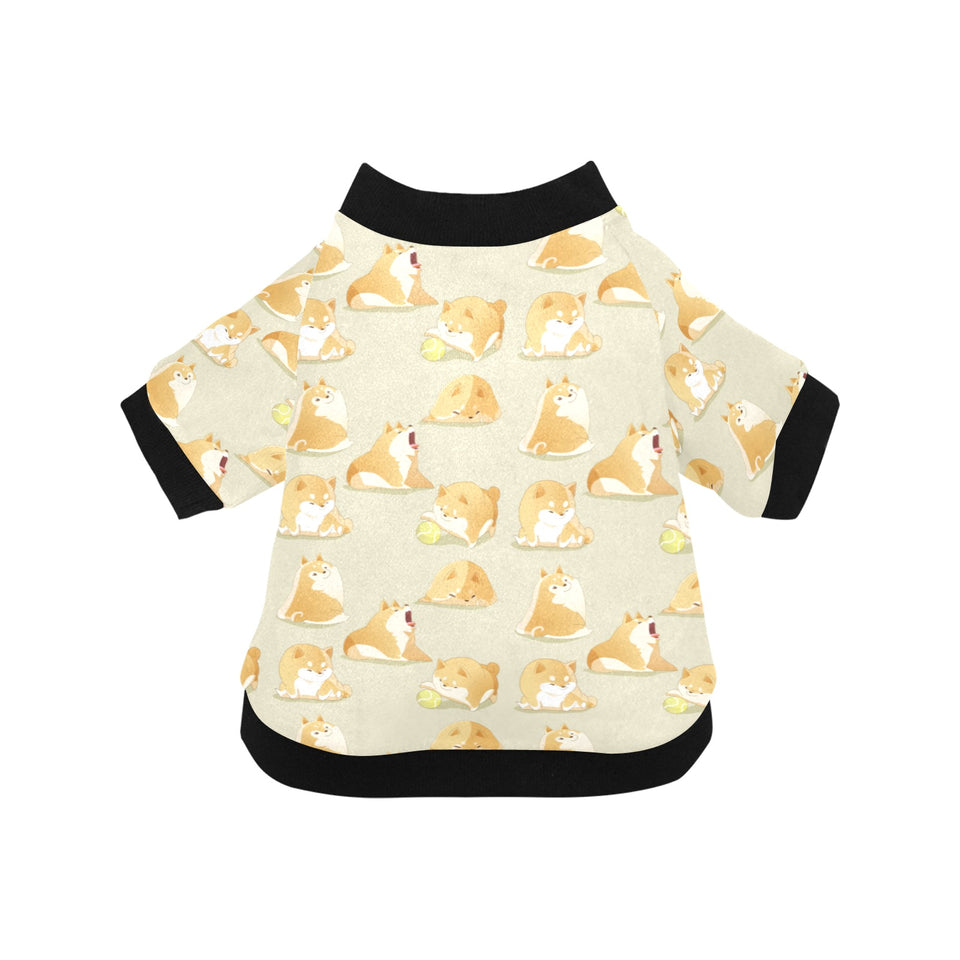 Cute fat shiba inu dog pattern All Over Print Pet Dog Round Neck Fuzzy Shirt