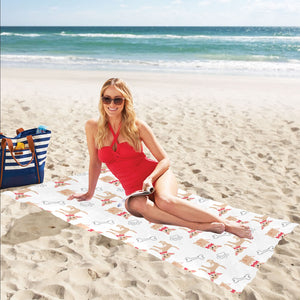 Chihuahua bone paw pattern Beach Towel