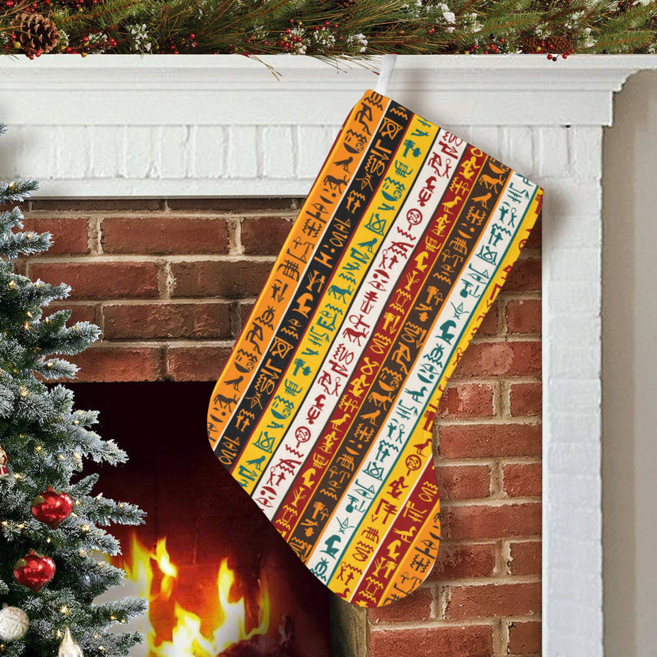 Egypt Hieroglyphics Pattern Print Design 01 Christmas Stocking