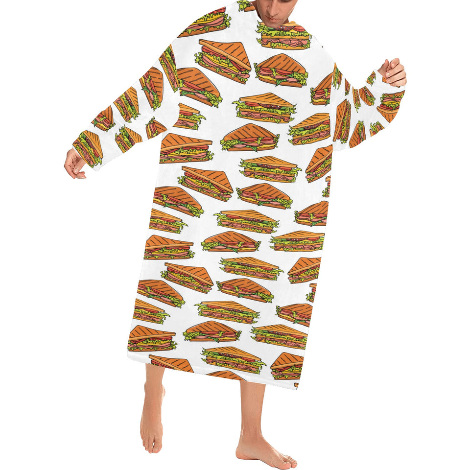 Sandwich Pattern Print Design 02 Blanket Robe with Sleeves