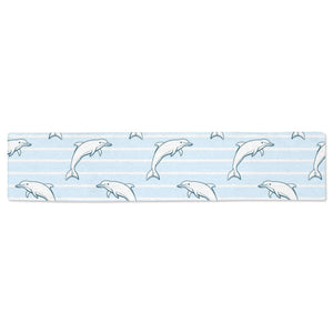 Dolphin blue striped background Table Runner