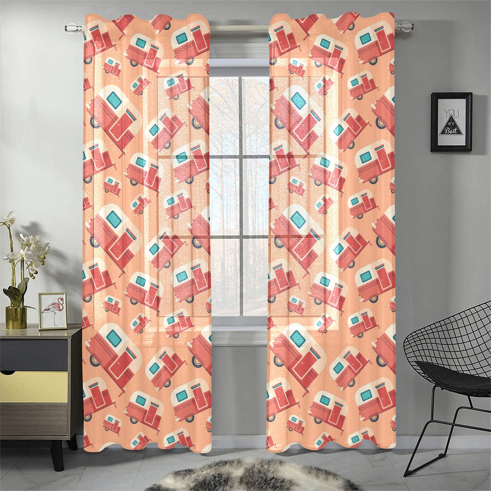 Camper Van Pattern Print Design 03 Gauze Curtain
