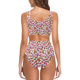 Squirrel Pattern Print Design 02 Chest Bowknot High Waisted Bikini Swimsuit