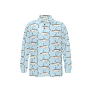 Swordfish Pattern Print Design 01 Men's Long Sleeve Polo Shirt