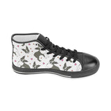 Boston terrier dog hearts vector pattern Men's High Top Canvas Shoes Black