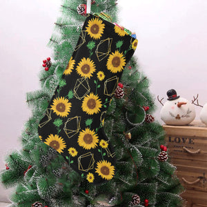 sunflower golden polygonal shapes Christmas Stocking