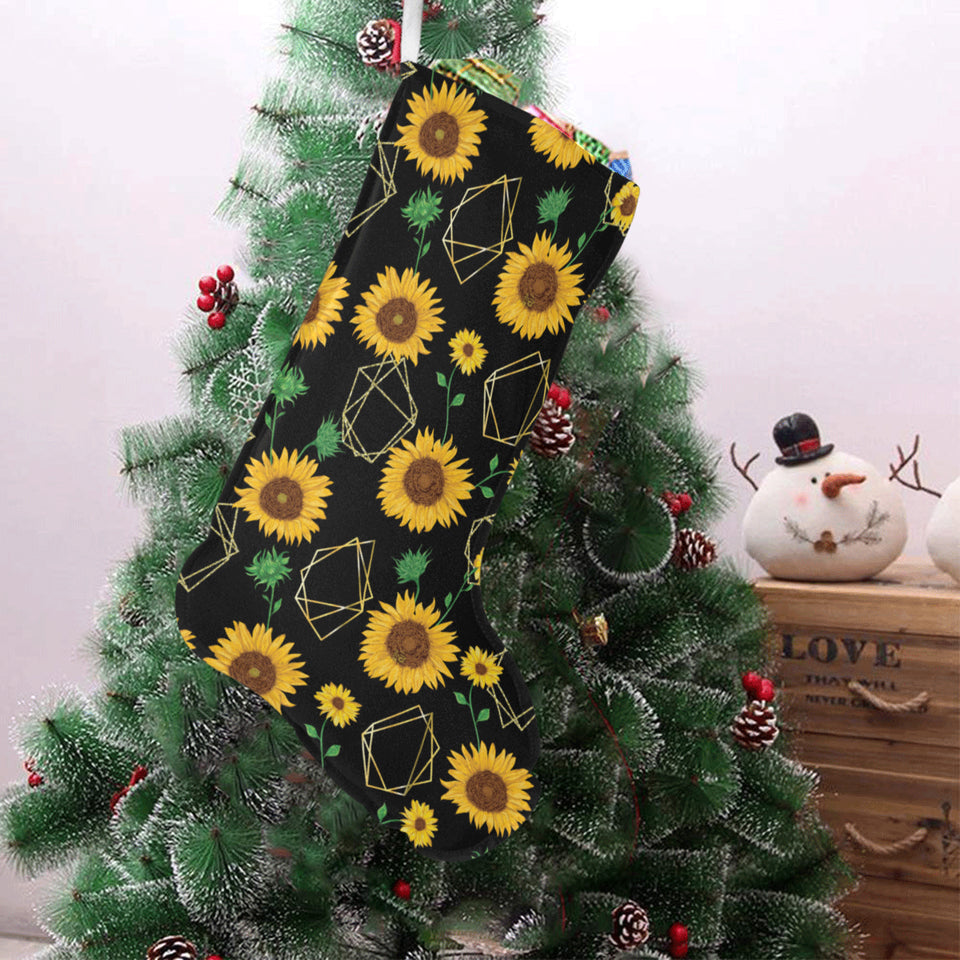 sunflower golden polygonal shapes Christmas Stocking