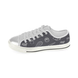 sushi pattern black background Women's Low Top Canvas Shoes White