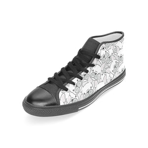 Cute french bulldog head pattern Women's High Top Canvas Shoes Black